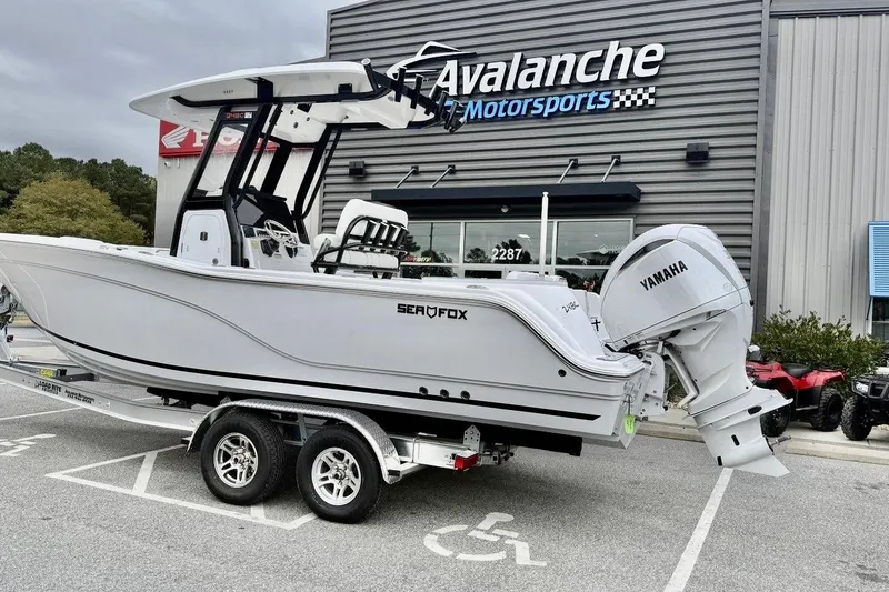 Slide: The Image of 2026 Sea Fox 248 Commander boat with Yamaha engine at Avalanche Motorsports. - 2