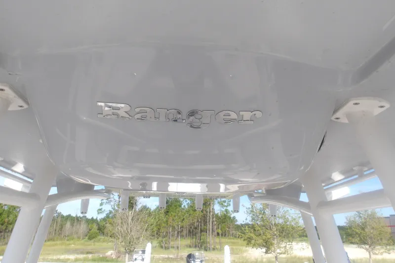 Slide: The Image of 2026 Ranger 2510 Bay boat, featuring sleek design and logo detail. - 29