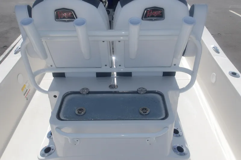 Slide: The Image of 2026 Ranger 2510 Bay boat interior with seating and storage compartments. - 18