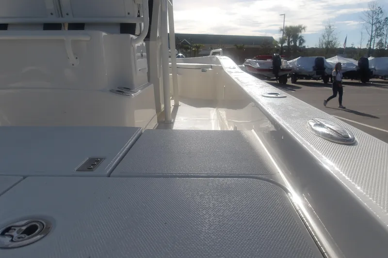 Slide: The Image of 2026 Ranger 2510 Bay boat interior with sleek deck design and modern features. - 13