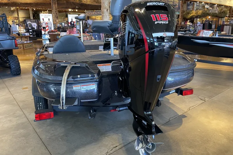 Slide: The Image of 2026 Nitro Z17 boat with Mercury 115 Pro XS engine displayed indoors. - 4