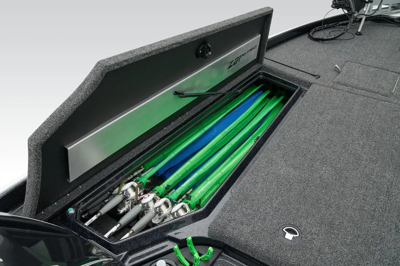 Slide: The Image of 2026 Nitro Z21 XL Pro boat interior with storage compartment and handle. - 19