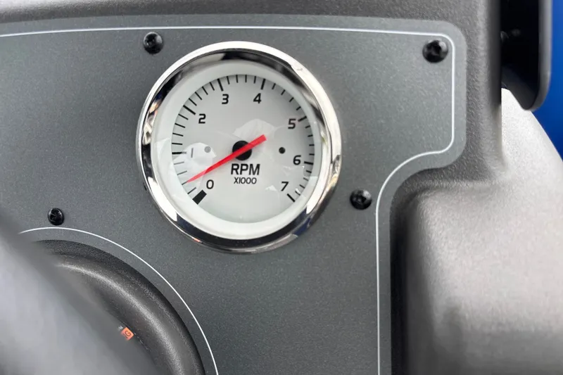 Slide: The Image of Tachometer on 2026 Sun Tracker Party Barge 16 DLX dashboard, displaying RPM. - 18
