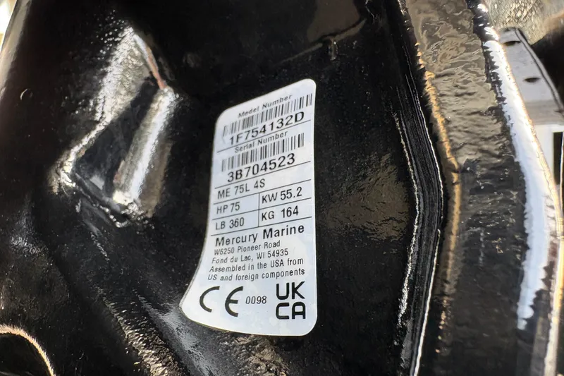 Slide: The Image of Label on Mercury Marine engine, 2026 Sun Tracker Bass Buggy 18 DLX. - 104