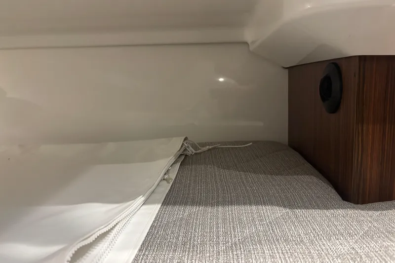 Slide: The Image of Interior view of 2020 Pursuit DC 365 Dual Console, featuring sleek design and modern materials. - 38