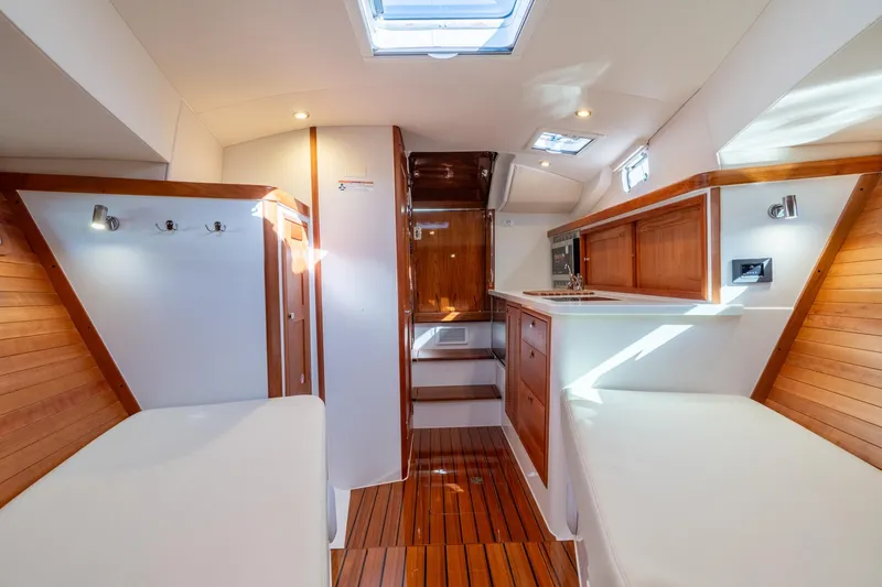 Slide: The Image of Luxurious interior of 2025 MJM 35 yacht with wood accents and modern amenities. - 37