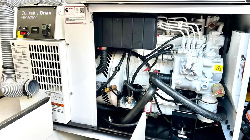 Slide: The Image of Engine room of 2020 Beneteau Swift Trawler 44 with water filtration system. - 19