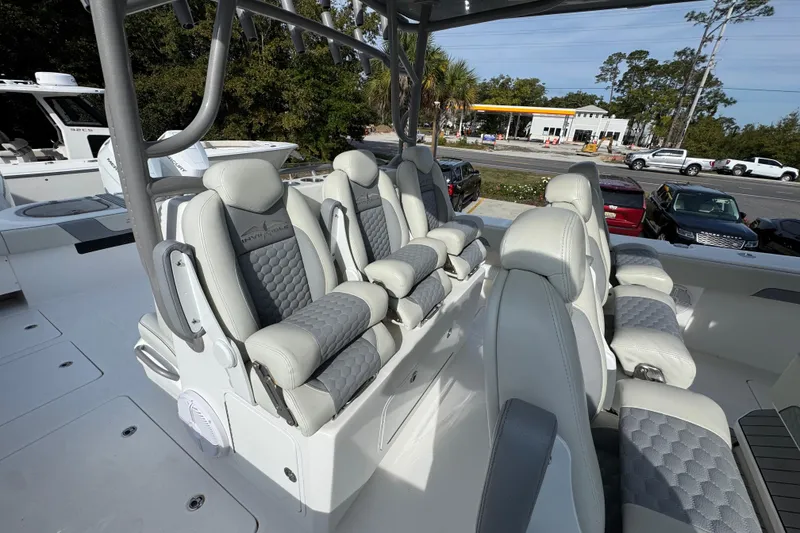 Slide: The Image of Luxurious seating on 2023 Invincible 46 Catamaran, featuring modern design and comfort. - 37