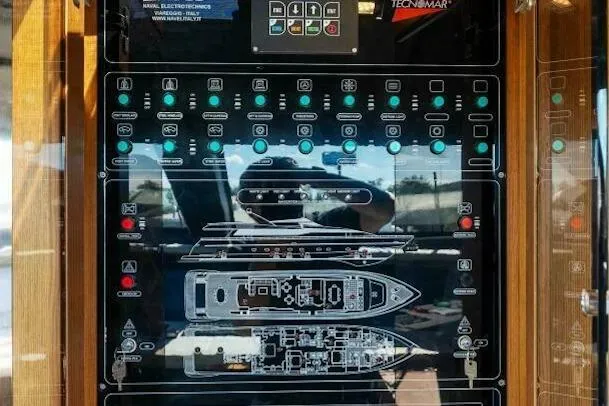 Slide: The Image of Control panel of 2006 Tecnomar 35 Nadara yacht, displaying layout and systems. - 14