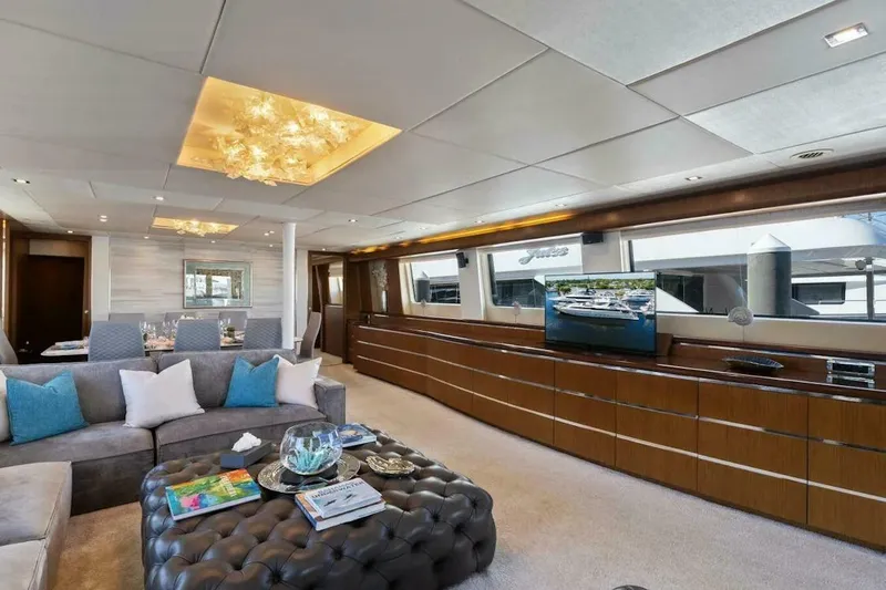 Slide: The Image of Luxurious interior of 2006 Tecnomar 35 Nadara yacht with elegant seating and modern decor. - 8