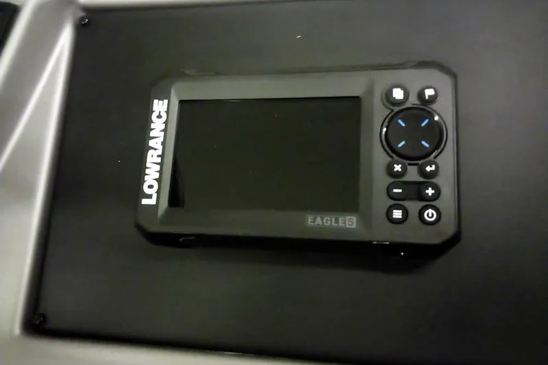 Slide: The Image of Lowrance Eagle 5 fishfinder on 2026 Ranger 1850MS Reata boat dashboard. - 34