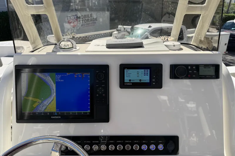 Slide: The Image of Dashboard of 2021 Key West 239 FS boat with Garmin navigation system. - 7