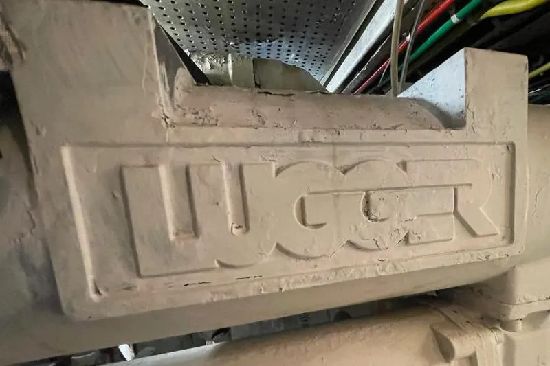 Slide: The Image of Close-up of engine component in 1990 Offshore Yachts 55 Pilothouse. - 46