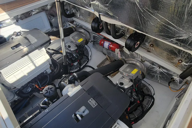 Slide: The Image of Engine compartment of 2017 MJM 40z Downeast boat with Volvo Penta engines. - 28