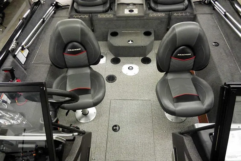 Slide: The Image of Interior of 2022 Tracker Pro Guide V-16 WT boat with two swivel seats. - 15