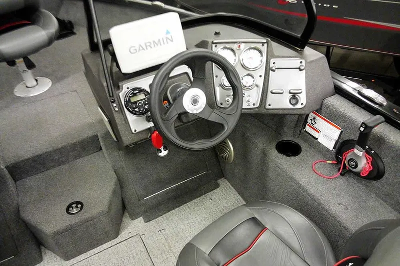 Slide: The Image of 2022 Tracker Pro Guide V-16 WT boat dashboard with Garmin navigation system. - 22
