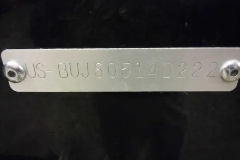 Slide: The Image of 2022 Tracker Pro Guide V-16 WT boat identification plate with serial number. - 3