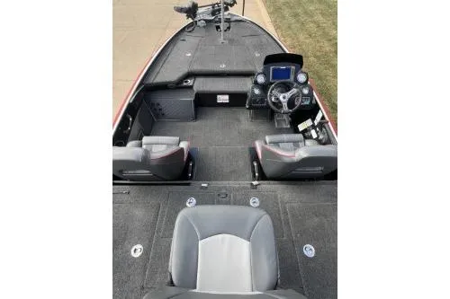 Slide: The Image of 2017 Nitro Z20 Pro fishing boat interior with dual seats and advanced dashboard controls. - 3