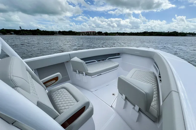 Slide: The Image of Aerial view of 2026 Jupiter 30 boat on open water. - 4