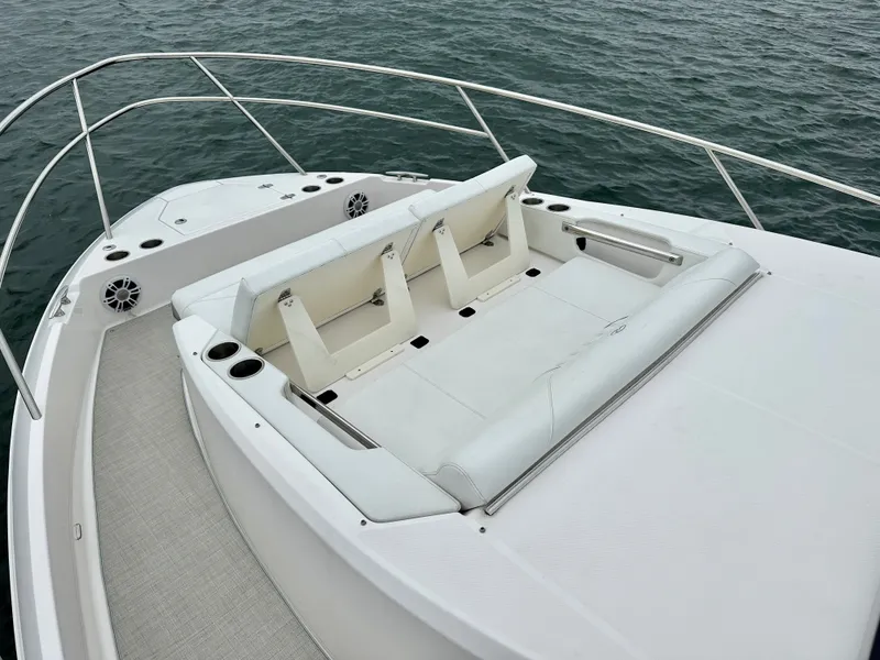 Slide: The Image of Interior view of a 2022 Regal 36 XO boat engine room. - 23