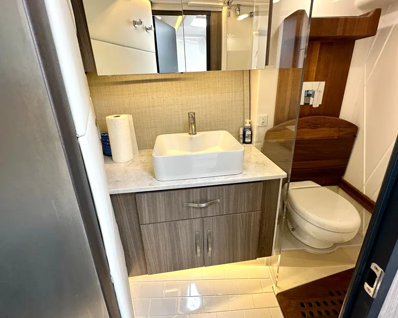 Slide: The Image of Regal 36 XO 2022 boat with power connections. - 28