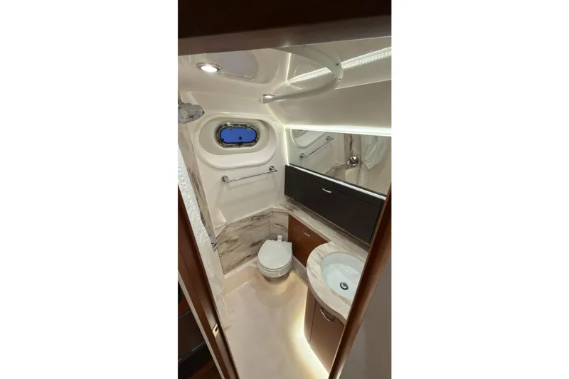 Slide: The Image of Luxurious bathroom interior of 2019 Pursuit S 408 Sport boat with modern fixtures. - 39