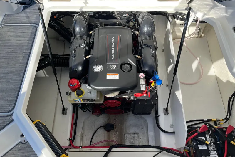 Slide: The Image of Engine compartment of a 2022 Cobalt R8 boat with Volvo Penta 380 V8 engine. - 16