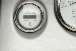 Slide: The Image of Close-up of a 2015 Bryant 198 Walkabout boat gauge panel. - 2