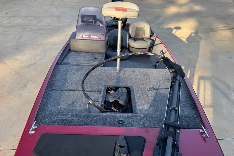 Slide: The Image of 2020 Bass Tracker Classic fishing boat with seating and equipment on deck. - 3