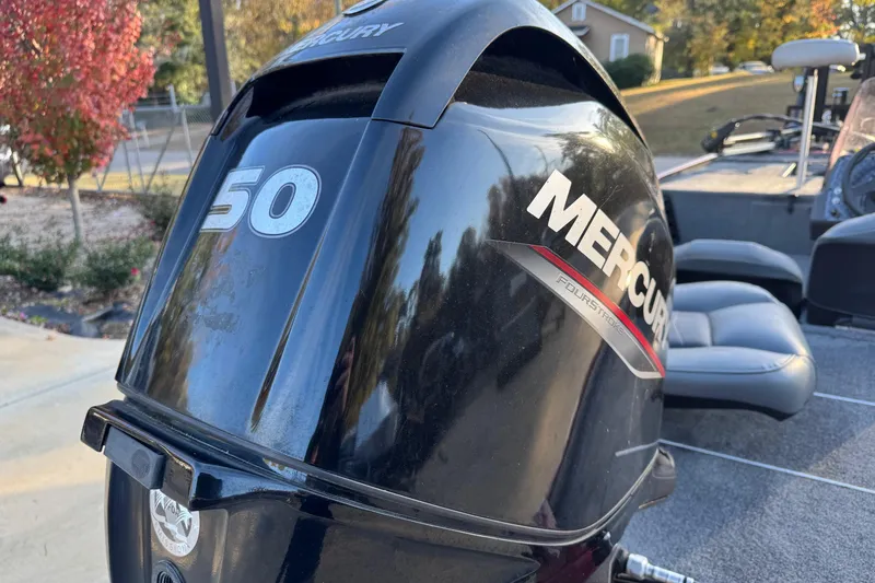 Slide: The Image of 2020 Bass Tracker Classic with Mercury 50 horsepower outboard motor. - 6