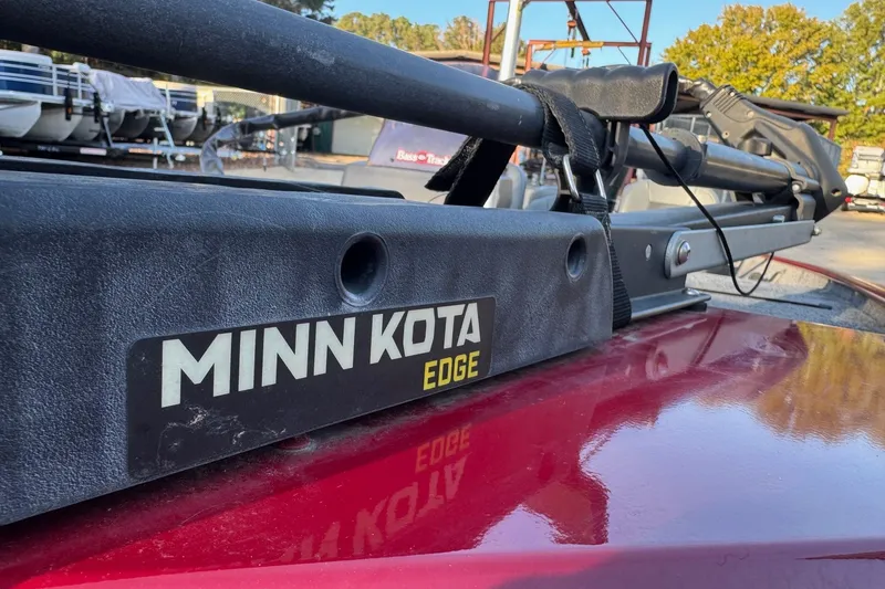 Slide: The Image of Minn Kota Edge trolling motor on 2020 Bass Tracker Classic boat, outdoor setting. - 7