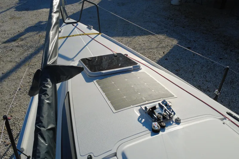 Slide: The Image of 2022 Beneteau First 24 SE sailboat deck with solar panel - 10