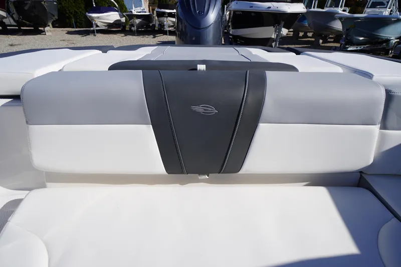 Slide: The Image of 2026 Chaparral 23 SSi OB boat interior with sleek, modern seating design. - 43