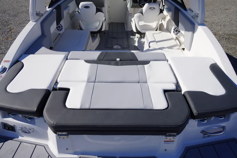 Slide: The Image of 2026 Chaparral 23 SSi OB boat interior with sleek seating and modern design. - 60