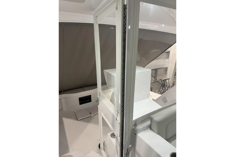 Slide: The Image of Interior view of 2020 Hatteras GT45X yacht, featuring sleek design and modern amenities. - 26