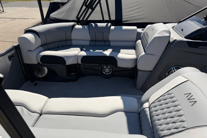 Slide: The Image of Luxurious seating in 2026 Avalon Catalina Entertainer boat, featuring modern design and comfort. - 2