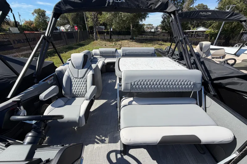 Slide: The Image of 2026 Avalon Catalina Entertainer boat interior with luxurious seating and modern design. - 4