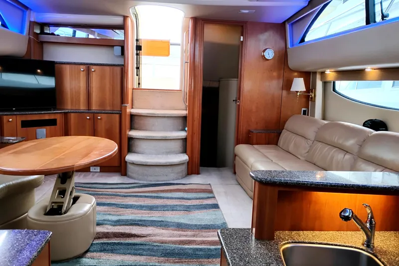 Slide: The Image of Luxurious interior of 2004 Meridian 459 Motoryacht with modern furnishings and elegant design. - 28