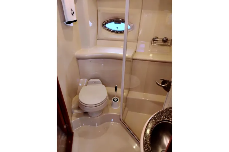 Slide: The Image of Bathroom interior of 2004 Meridian 459 Motoryacht with toilet and shower. - 61