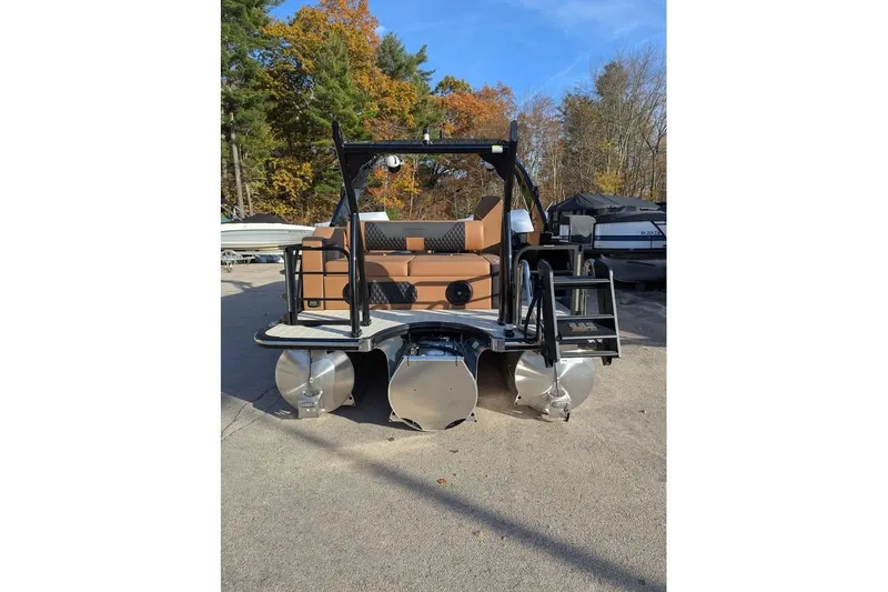 Slide: The Image of 2026 Berkshire 25SB2 STS 3.0 pontoon boat with sleek design and modern features. - 3