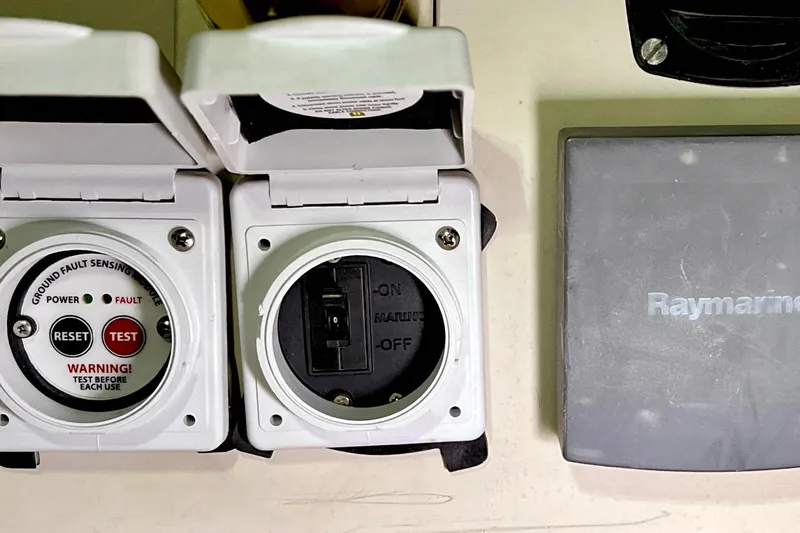 Slide: The Image of Electrical panel on 1981 Beneteau First 32 yacht with Raymarine equipment. - 11