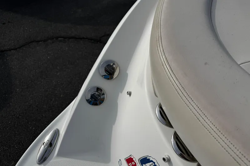 Slide: The Image of 2008 Chaparral 256 SSi boat detail showing seating and chrome fixtures. - 21