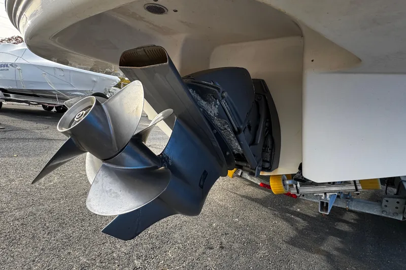 Slide: The Image of Close-up of 2008 Chaparral 256 SSi boat propeller on a trailer. - 42