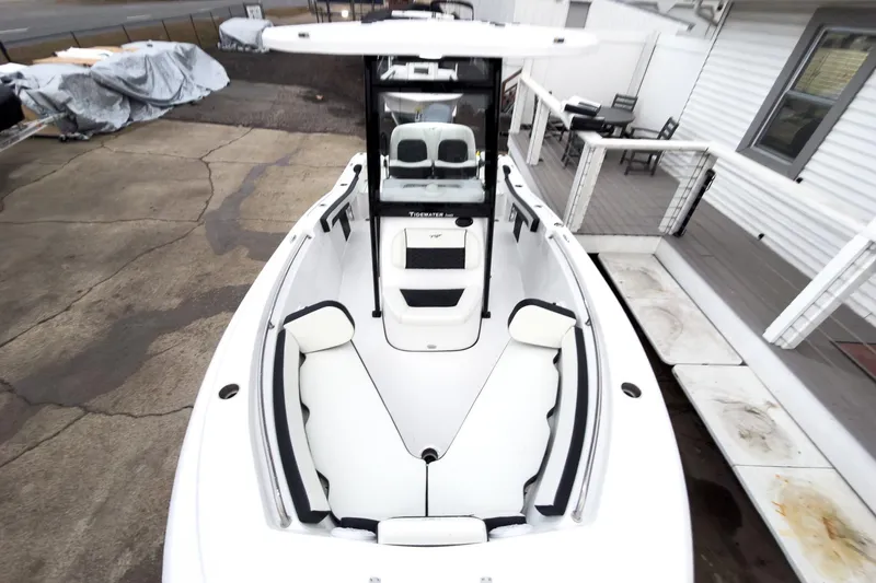 Slide: The Image of 2026 Tidewater 210 LXF boat with sleek white interior and modern design. - 40