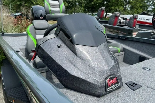 Slide: The Image of 2026 Ranger RT198P boat interior with sleek console and modern seating design. - 5