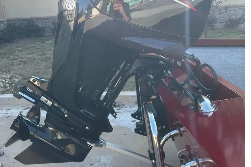 Slide: The Image of 2026 Ranger RT178 boat motor and propeller close-up in outdoor setting. - 3