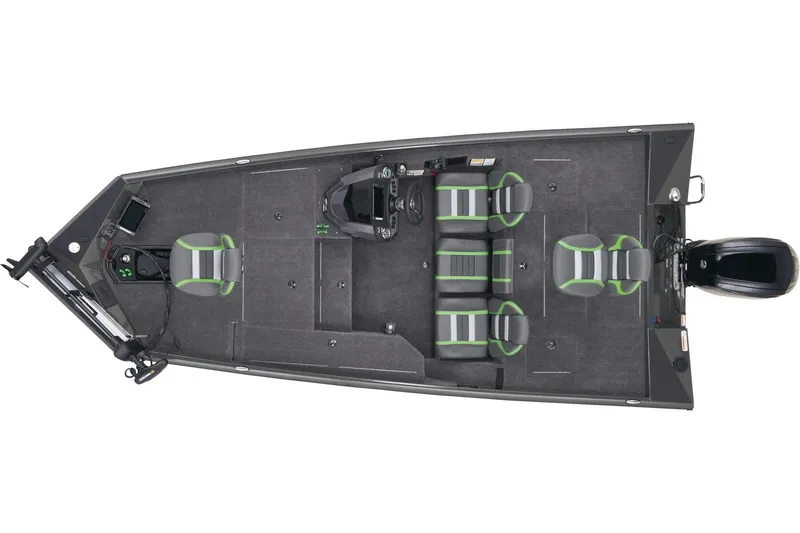 Slide: The Image of 2026 Ranger RT178 boat interior with Lowrance electronics and steering wheel, parked on pavement. - 6