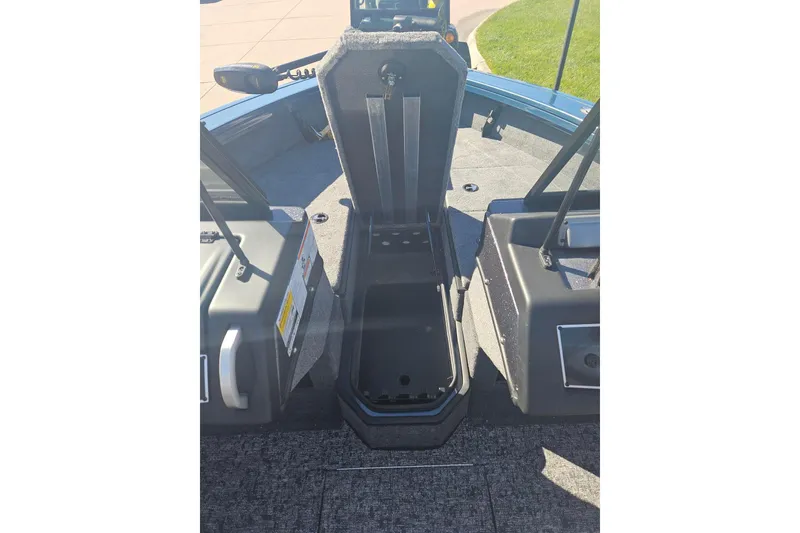 Slide: The Image of 2026 Ranger VX1788 WT boat interior with open storage compartment and seating. - 9