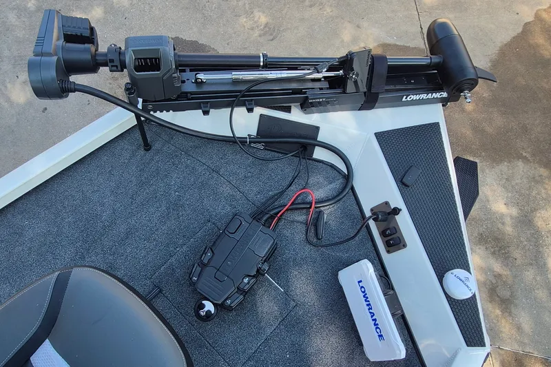 Slide: The Image of Ranger RT188C 2026 boat deck with Lowrance trolling motor and equipment. - 14