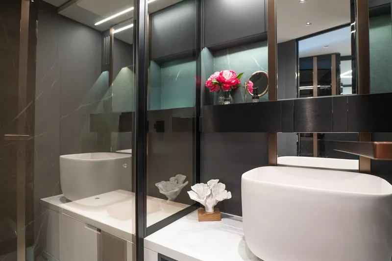 Slide: The Image of Modern bathroom in 2024 Explorer EX62 yacht with sleek design and elegant decor. - 27